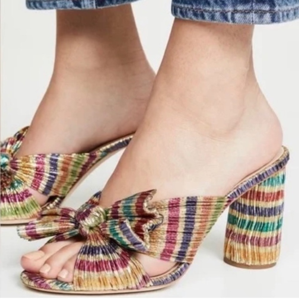 Loeffler Randall Penny Pleated Rainbow Heels with Knotted Bow